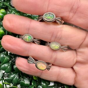 Opal Adjustable Feather Band Rings